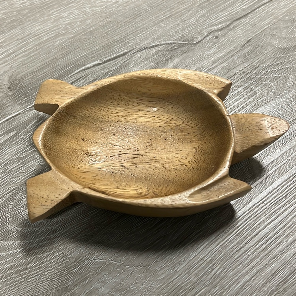 Turtle Wooden Trinket Bowl Hand Carved Kiln Dried Fiji